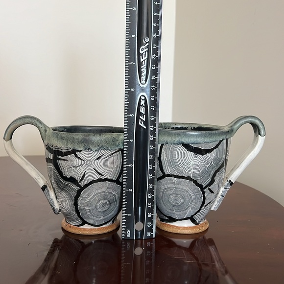 Pottery Nature Inspired Wood Grain 2 Coffee / Tea Mugs - Picture 11 of 14